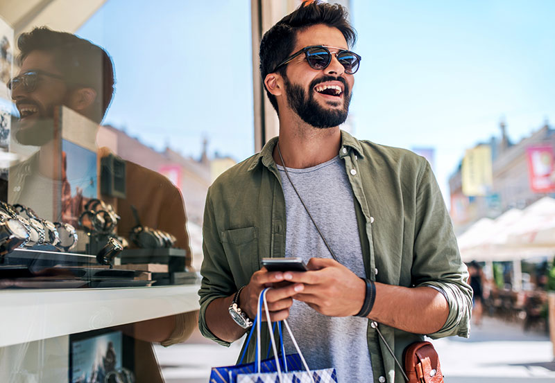 Young man in shopping